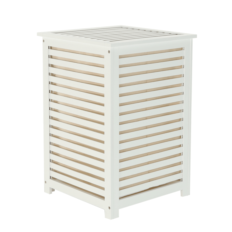Casa si Gradina/Sanitare/Suporturi si accesorii baie/Accesorii baie - Cos de rufe, bambus lacuit/alb/bej, BASKET - Infinity.ro