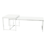 Casa si Gradina - Mobilier - Mese si birouri - Masute de cafea - Set 2 masute de cafea, alb mat/crom, MAGNO TYP 2 - Infinity.ro