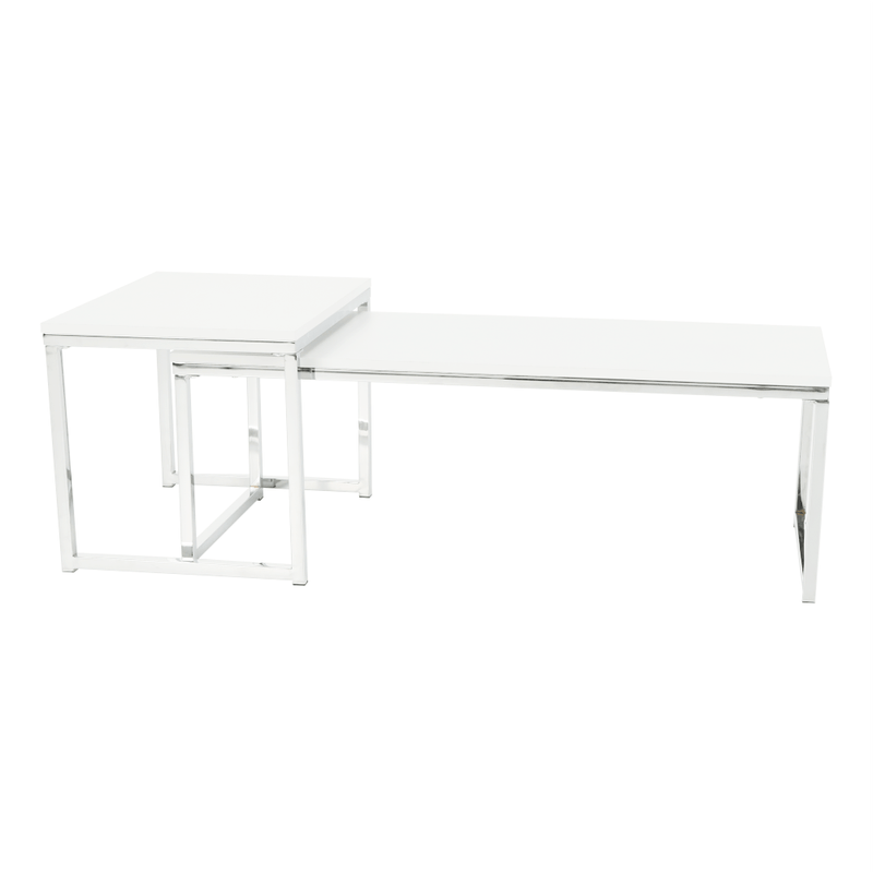 Casa si Gradina - Mobilier - Mese si birouri - Masute de cafea - Set 2 masute de cafea, alb mat/crom, MAGNO TYP 2 - Infinity.ro