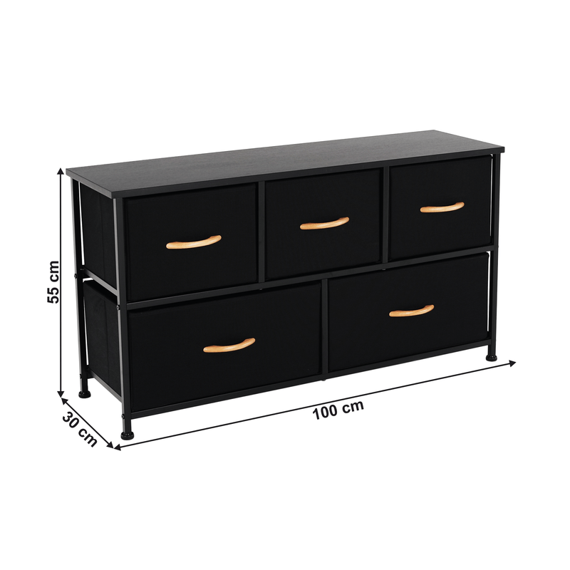 Casa si Gradina - Mobilier - Comode si corpuri - Comode - Comoda cu sertare din material textil, negru/artar rosu, KESIDY TYP 3 - Infinity.ro