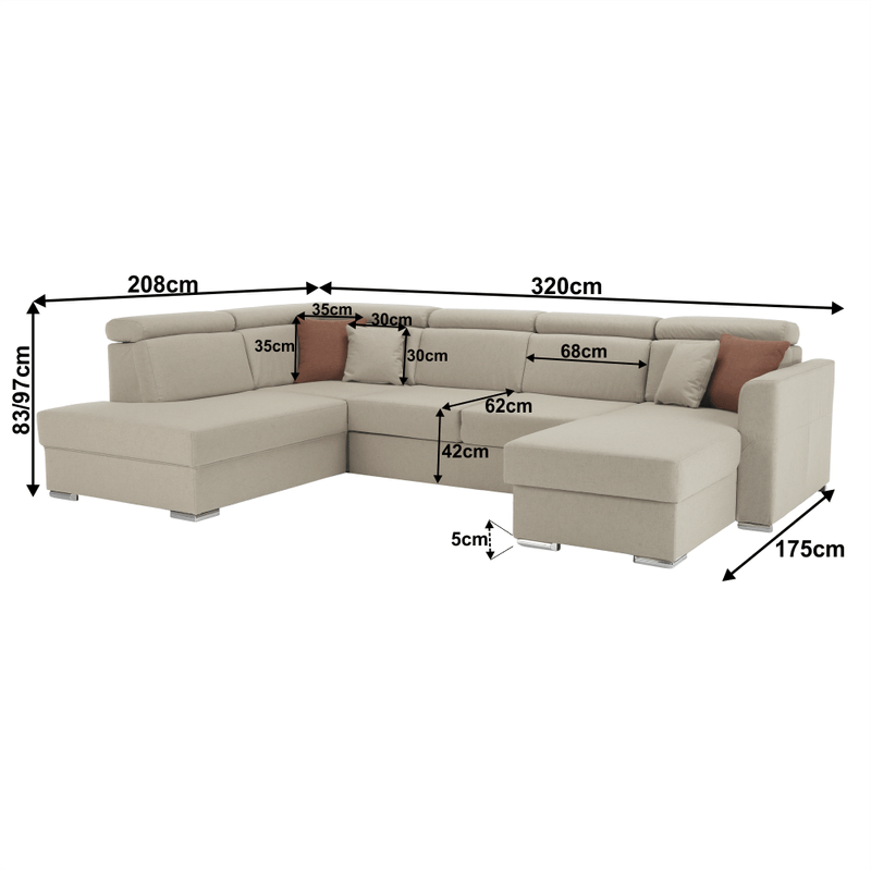 Casa si Gradina - Mobilier - Canapele si coltare - Coltare - Coltar de lux, bej/caramiziu, stanga, MARIETA U - Infinity.ro