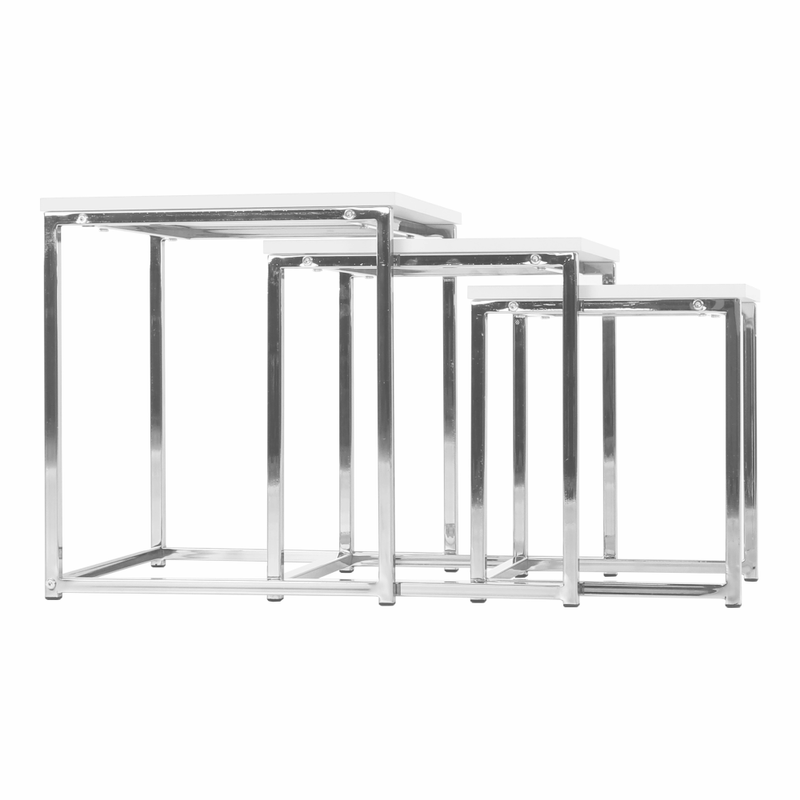 Casa si Gradina - Mobilier - Mese si birouri - Masute de cafea - Set 3 masute de cafea, alb mat/crom, MAGNO TYP 3 - Infinity.ro