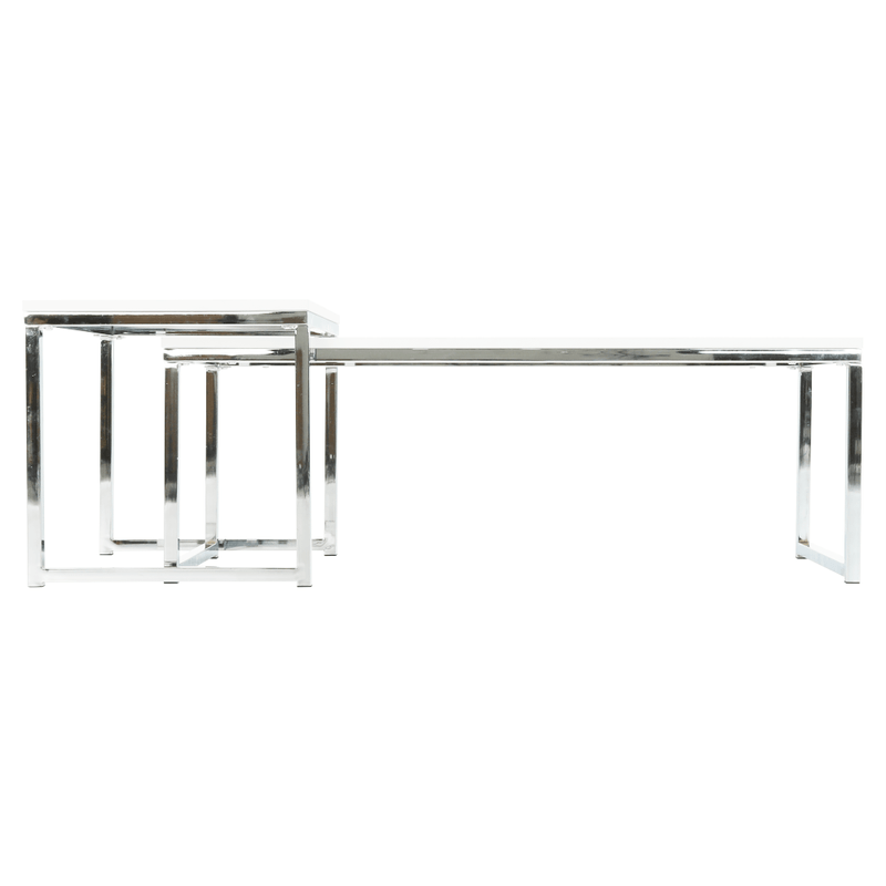 Casa si Gradina - Mobilier - Mese si birouri - Masute de cafea - Set 2 masute de cafea, alb mat/crom, MAGNO TYP 2 - Infinity.ro