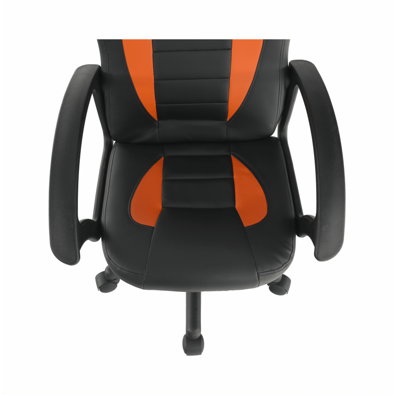 Casa si Gradina - Mobilier - Scaune si fotolii - Fotolii - Fotoliu de birou, piele ecologica neagra / portocalie, MADAN NEW - Infinity.ro