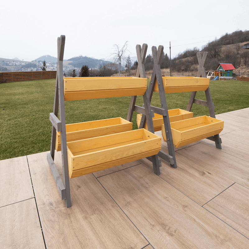 Casa si Gradina - Gradinarit si plante - Plante si ghivece - Ghivece si suporturi - Suport pentru flori din lemn, natural / gri, BERON - Infinity.ro