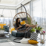 Casa si Gradina - Gradina si terasa - Mobilier exterior - Scaune si sezlonguri gradina - Scaun suspendat, natural / negru / gri, GABE - Infinity.ro