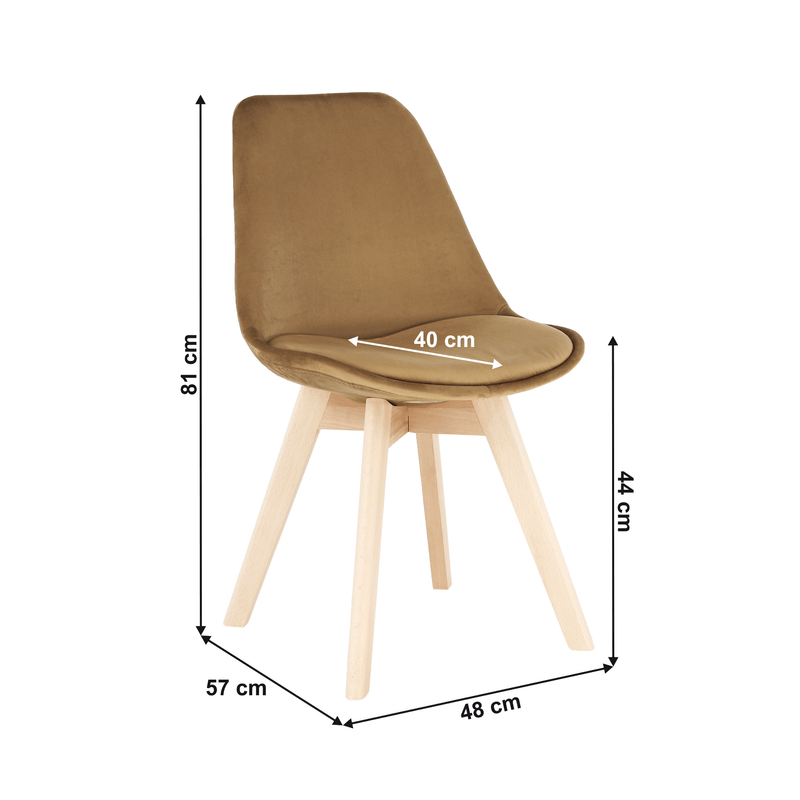 Casa si Gradina - Mobilier - Scaune si fotolii - Scaune - Scaun, catifea Velvet maro/lemn fag, LORITA - Infinity.ro