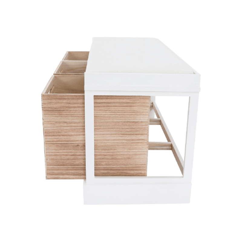 Casa si Gradina - Mobilier - Organizare si depozitare - Bancute - Banca cu 3 sertare, alb/miere, TEDRA NEW - Infinity.ro