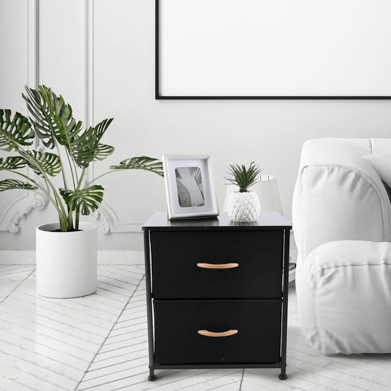 Casa si Gradina - Mobilier - Comode si corpuri - Noptiere - Comoda/noptiera cu sertare din panza, negru/artar rosu, KESIDY TYP 1 - Infinity.ro