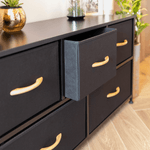 Casa si Gradina - Mobilier - Comode si corpuri - Comode - Comoda cu sertare din material textil, negru/artar rosu, KESIDY TYP 3 - Infinity.ro