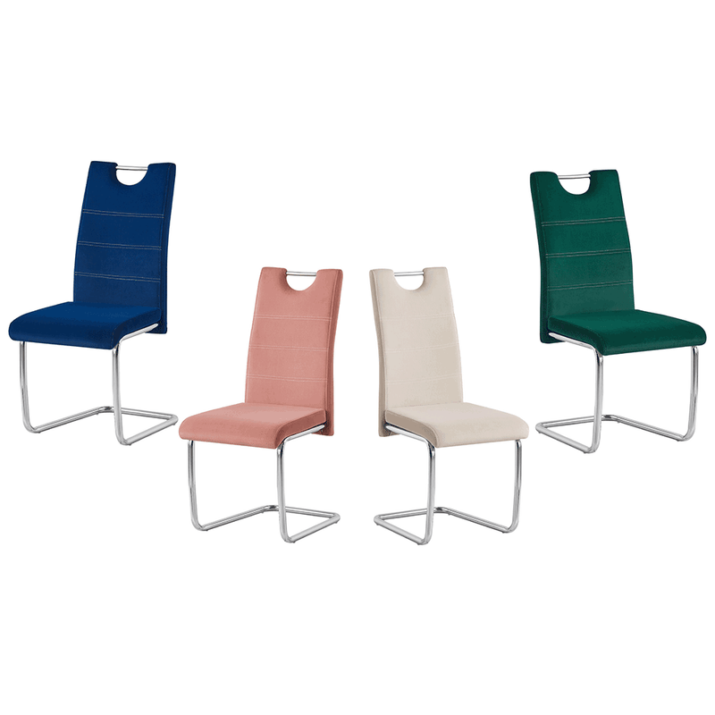 Casa si Gradina - Mobilier - Scaune si fotolii - Scaune - Scaun de luat masa, tesatura de catifea roz / cusaturi deschise, ABIRA NEW - Infinity.ro