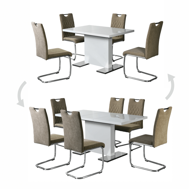 Casa si Gradina - Mobilier - Mese si birouri - Mese bucatarie si dining - Masa dining, alba HG, 120-160x80 cm, IRAKOL - Infinity.ro