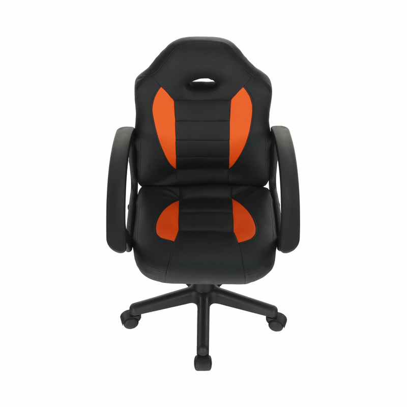 Casa si Gradina - Mobilier - Scaune si fotolii - Fotolii - Fotoliu de birou, piele ecologica neagra / portocalie, MADAN NEW - Infinity.ro