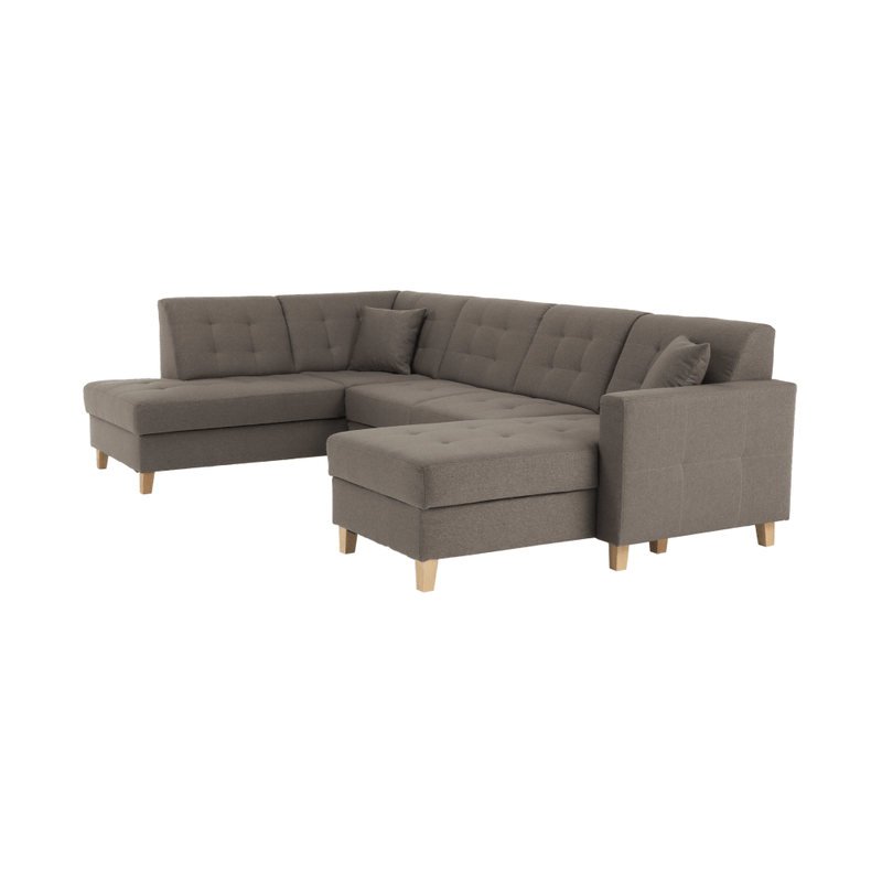Casa si Gradina - Mobilier - Canapele si coltare - Coltare - Coltar, material textil gri maroniu TAUPE, model dreapta, BRIDGET - Infinity.ro