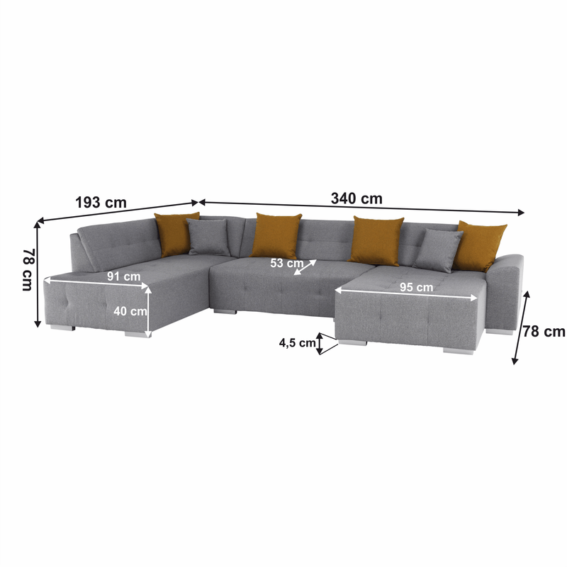 Casa si Gradina - Mobilier - Canapele si coltare - Canapele - Canapea, gri/mustar, model stanga, BELLIS U - Infinity.ro