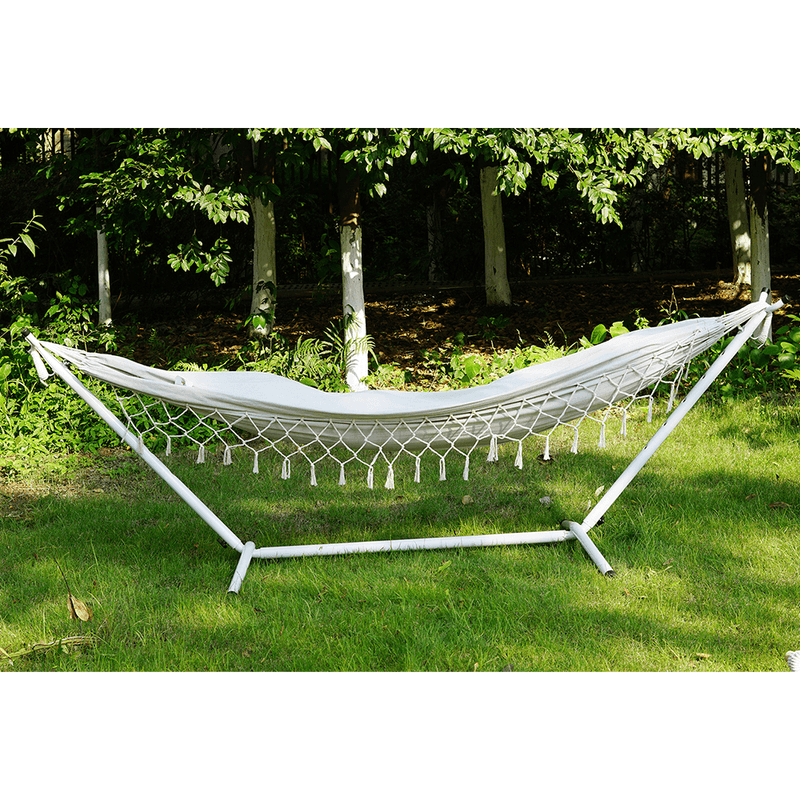 Casa si Gradina - Gradina si terasa - Balansoare si hamace - Hamace si suporturi - Hamac cu cadru, alb/crem, FANTAL - single - Infinity.ro