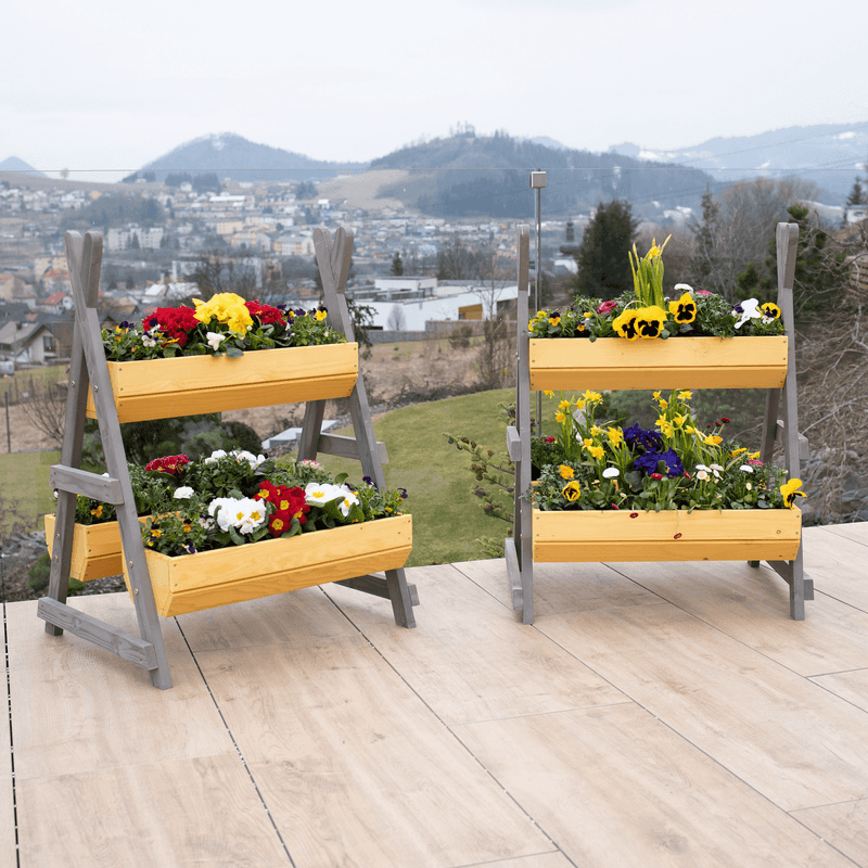 Casa si Gradina - Gradinarit si plante - Plante si ghivece - Ghivece si suporturi - Suport pentru flori din lemn, natural / gri, BERON - Infinity.ro