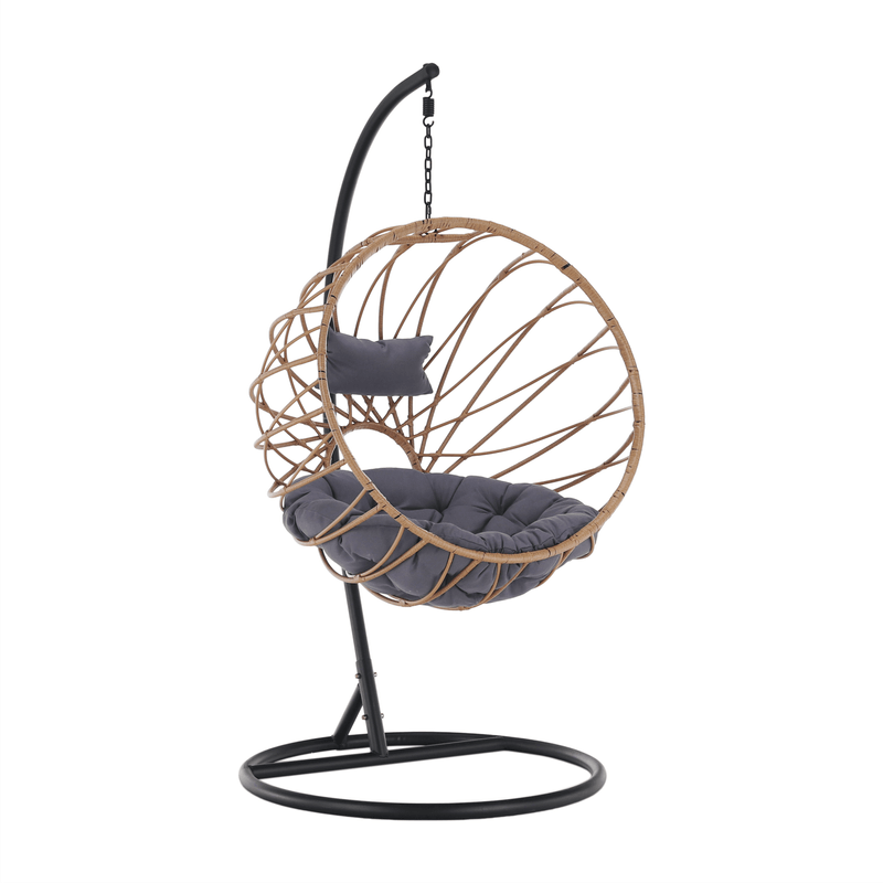 Casa si Gradina - Gradina si terasa - Mobilier exterior - Scaune si sezlonguri gradina - Scaun suspendat, natural / negru / gri, GABE - Infinity.ro
