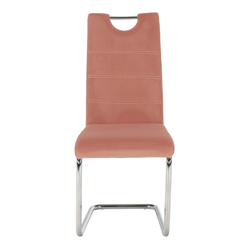 Casa si Gradina - Mobilier - Scaune si fotolii - Scaune - Scaun de luat masa, tesatura de catifea roz / cusaturi deschise, ABIRA NEW - Infinity.ro