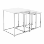 Casa si Gradina - Mobilier - Mese si birouri - Masute de cafea - Set 3 masute de cafea, alb mat/crom, MAGNO TYP 3 - Infinity.ro