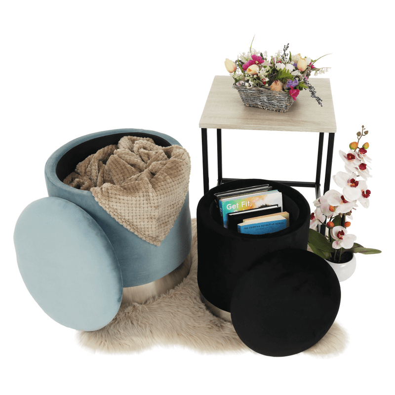 Casa si Gradina - Mobilier - Scaune si fotolii - Tabureti - Set doua taburete, gri/crom argintiu si negru/crom argintiu, AIGUL SET - Infinity.ro