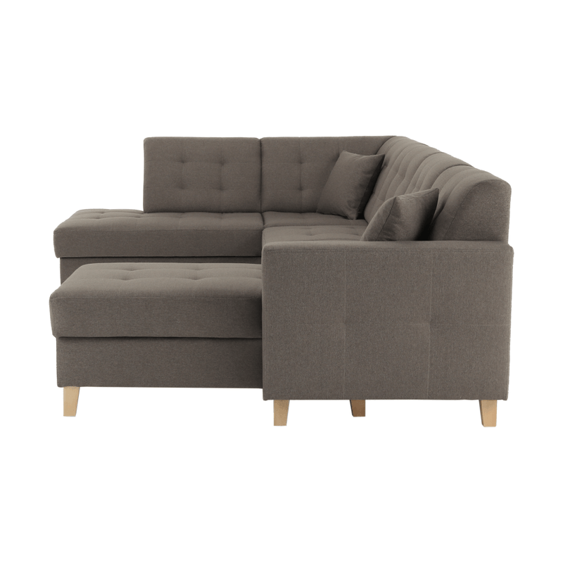 Casa si Gradina - Mobilier - Canapele si coltare - Coltare - Coltar, material textil gri maroniu TAUPE, model dreapta, BRIDGET - Infinity.ro
