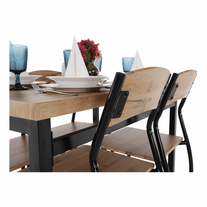 Casa si Gradina - Mobilier - Seturi de mobilier - Seturi mese si scaune - Set de luat masa 1 + 4, stejar artizanal, AMANDA - Infinity.ro