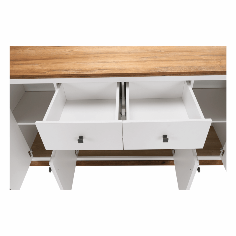 Casa si Gradina - Mobilier - Comode si corpuri - Comode - Scrin MZ9, alb / stejar grand, LEON - Infinity.ro