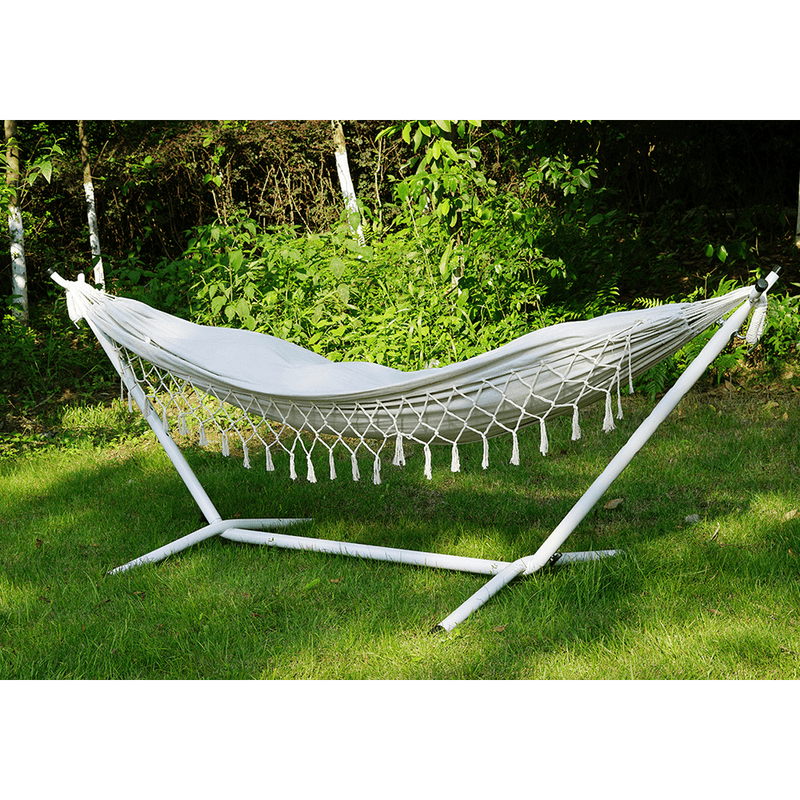 Casa si Gradina - Gradina si terasa - Balansoare si hamace - Hamace si suporturi - Hamac cu cadru, alb/crem, FANTAL - single - Infinity.ro