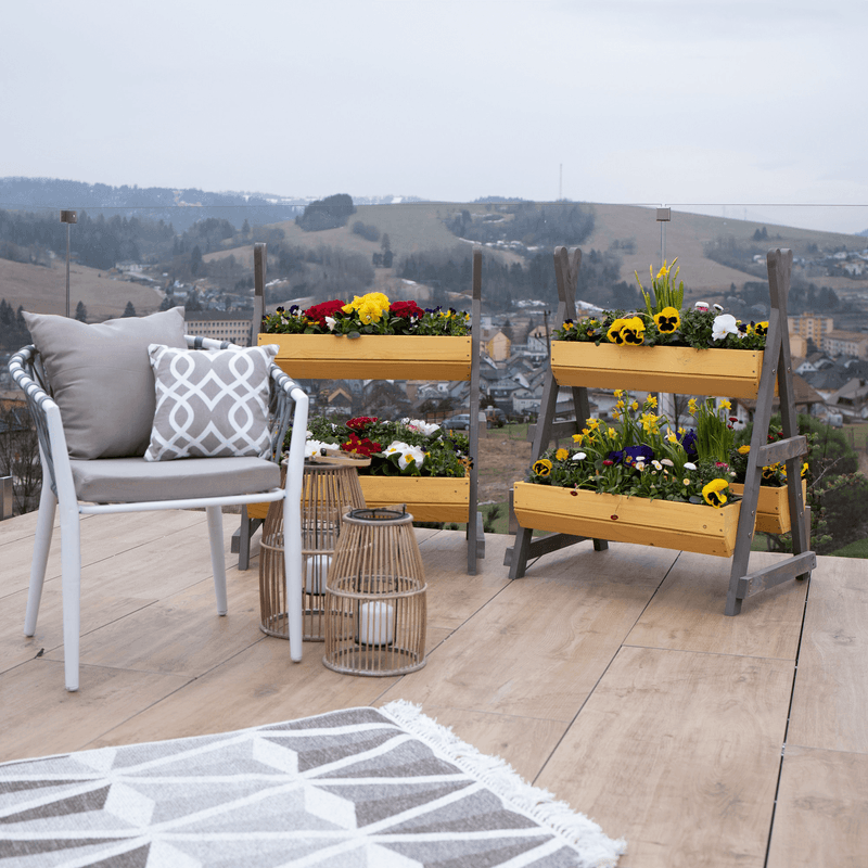 Casa si Gradina - Gradinarit si plante - Plante si ghivece - Ghivece si suporturi - Suport pentru flori din lemn, natural / gri, BERON - Infinity.ro