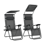 Casa si Gradina - Gradina si terasa - Mobilier exterior - Scaune si sezlonguri gradina - Set de 2 scaune reglabile de gradina, gri, KASPIAN - Infinity.ro