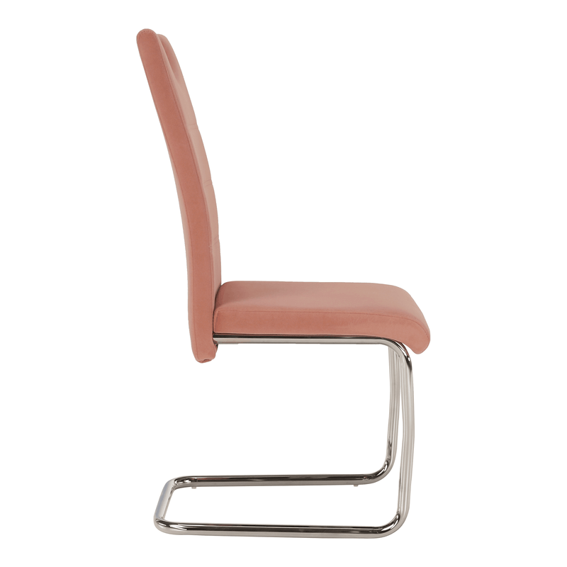 Casa si Gradina - Mobilier - Scaune si fotolii - Scaune - Scaun de luat masa, tesatura de catifea roz / cusaturi deschise, ABIRA NEW - Infinity.ro