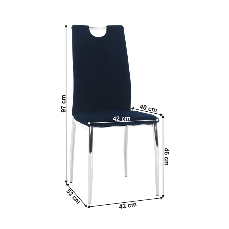 Casa si Gradina - Mobilier - Scaune si fotolii - Scaune - Scaun de masa, tesatura albastra din catifea / crom, OLIVA NEW - Infinity.ro