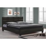 Casa si Gradina - Mobilier - Paturi si accesorii - Paturi - Pat matrimonial cu somiera, 160x200, piele eco neagra, MIKEL - Infinity.ro