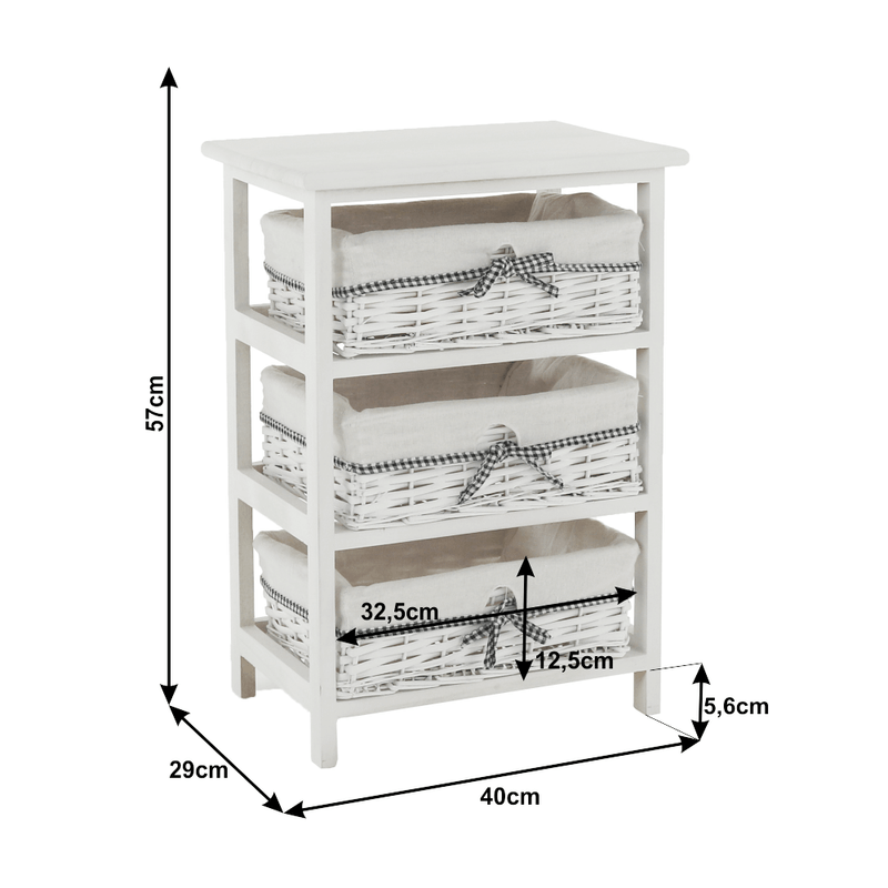 Casa si Gradina - Mobilier - Comode si corpuri - Comode - Comoda, 3 cosuri, alb antichizat, RUBY 3 - Infinity.ro