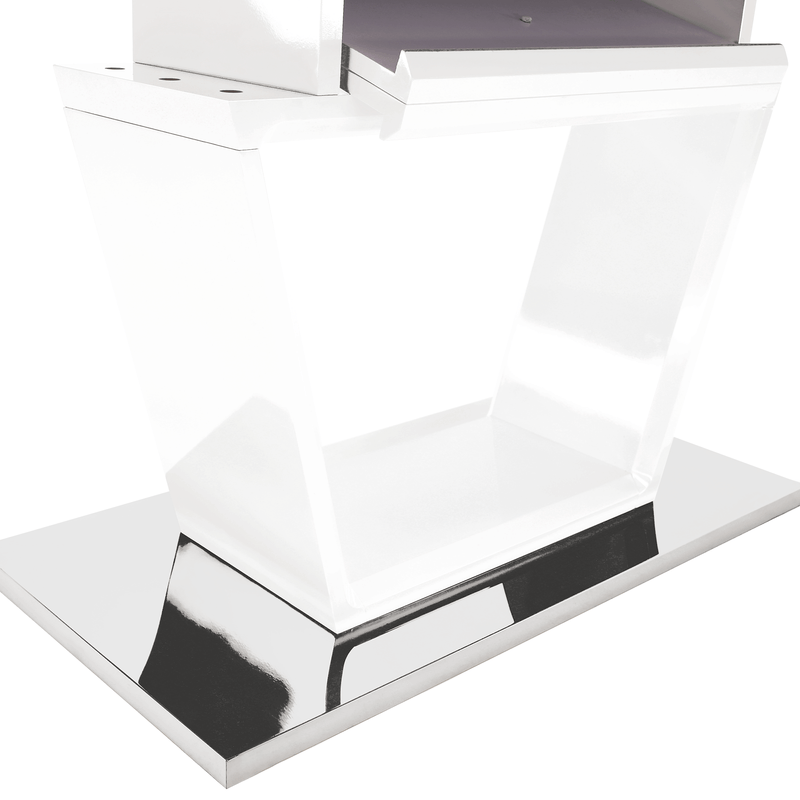 Casa si Gradina/Mobilier/Mese si birouri/Mese bucatarie si dining - Masa dining, pliabila, alb luciu extra ridicat / otel, 160-220x90 cm, PERAK - Infinity.ro