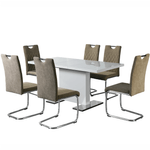 Casa si Gradina - Mobilier - Mese si birouri - Mese bucatarie si dining - Masa dining, alba HG, 120-160x80 cm, IRAKOL - Infinity.ro