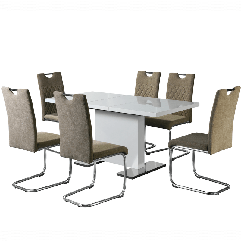 Casa si Gradina - Mobilier - Mese si birouri - Mese bucatarie si dining - Masa dining, alba HG, 120-160x80 cm, IRAKOL - Infinity.ro