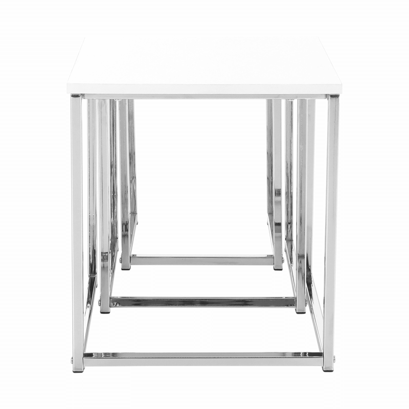 Casa si Gradina - Mobilier - Mese si birouri - Masute de cafea - Set 3 masute de cafea, alb mat/crom, MAGNO TYP 3 - Infinity.ro