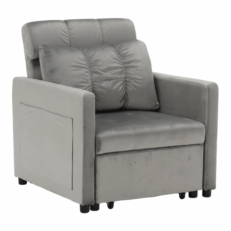 Casa si Gradina - Mobilier - Scaune si fotolii - Fotolii - Fotoliu extensibil, catifea Velvet gri deschis, IGRIM - Infinity.ro
