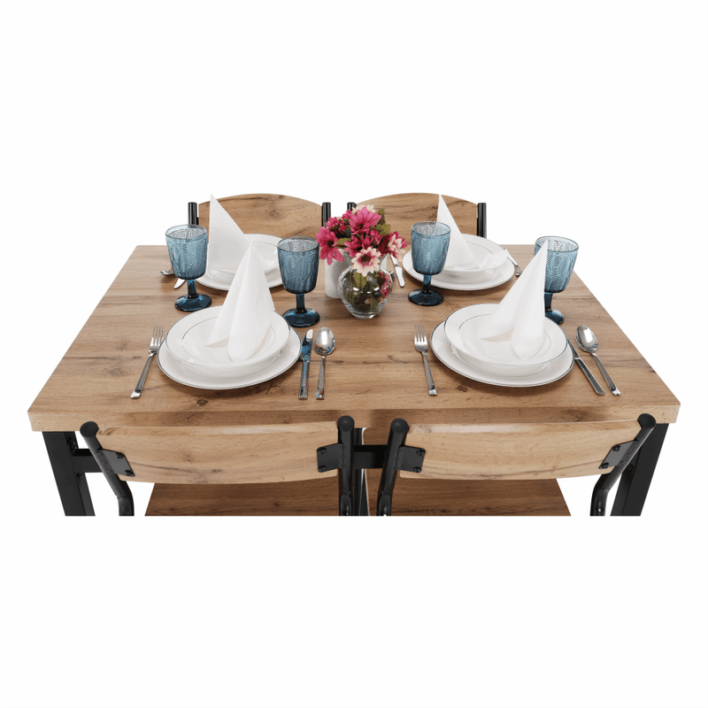 Casa si Gradina - Mobilier - Seturi de mobilier - Seturi mese si scaune - Set de luat masa 1 + 4, stejar artizanal, AMANDA - Infinity.ro