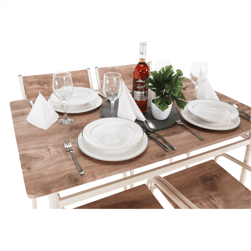 Casa si Gradina - Mobilier - Seturi de mobilier - Seturi mese si scaune - Set de luat masa, stejar canyon / bej,  KIMBY SET 1+5 - Infinity.ro