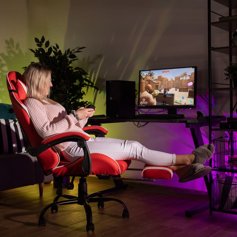 Casa si Gradina - Mobilier - Scaune si fotolii - Fotolii - Fotoliu birou/gaming, negru/alb/rosu, OZGE NEW - Infinity.ro