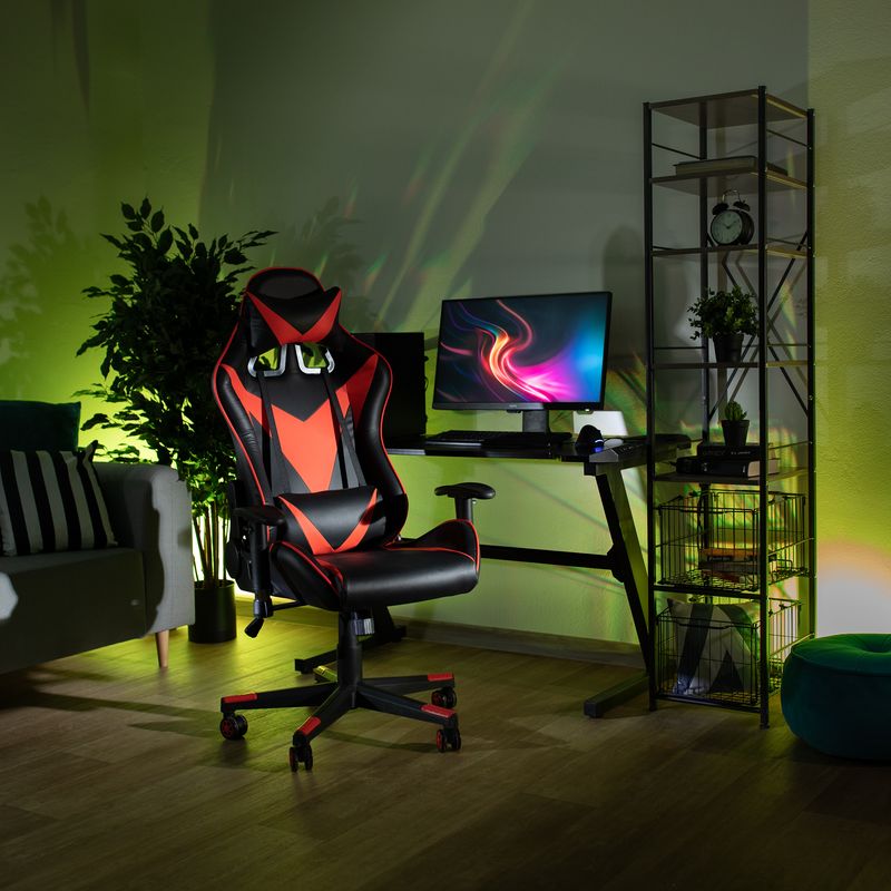 Casa si Gradina - Mobilier - Scaune si fotolii - Scaune - Scaun de birou / joc cu difuzoare Bluetooth, negru / rosu, CARPI - Infinity.ro