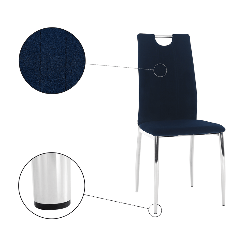 Casa si Gradina - Mobilier - Scaune si fotolii - Scaune - Scaun de masa, tesatura albastra din catifea / crom, OLIVA NEW - Infinity.ro