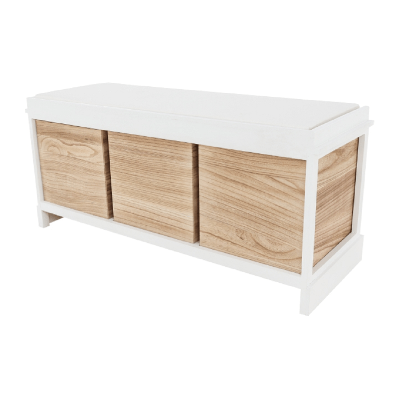 Casa si Gradina - Mobilier - Organizare si depozitare - Bancute - Banca cu 3 sertare, alb/miere, TEDRA NEW - Infinity.ro