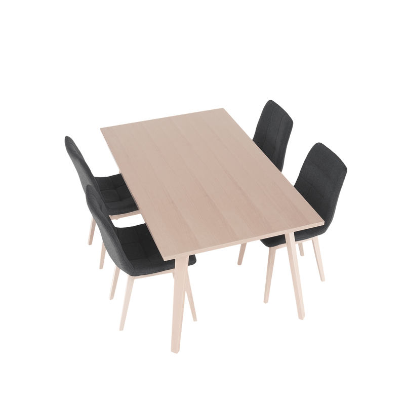 Casa si Gradina - Mobilier - Seturi de mobilier - Seturi mese si scaune - Set de masa, fag deschis / tesatura gri, GALIO 1 + 4 - Infinity.ro