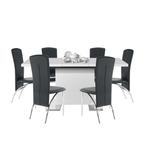 Casa si Gradina - Mobilier - Mese si birouri - Mese bucatarie si dining - Masa dining, alba HG, 120-160x80 cm, IRAKOL - Infinity.ro