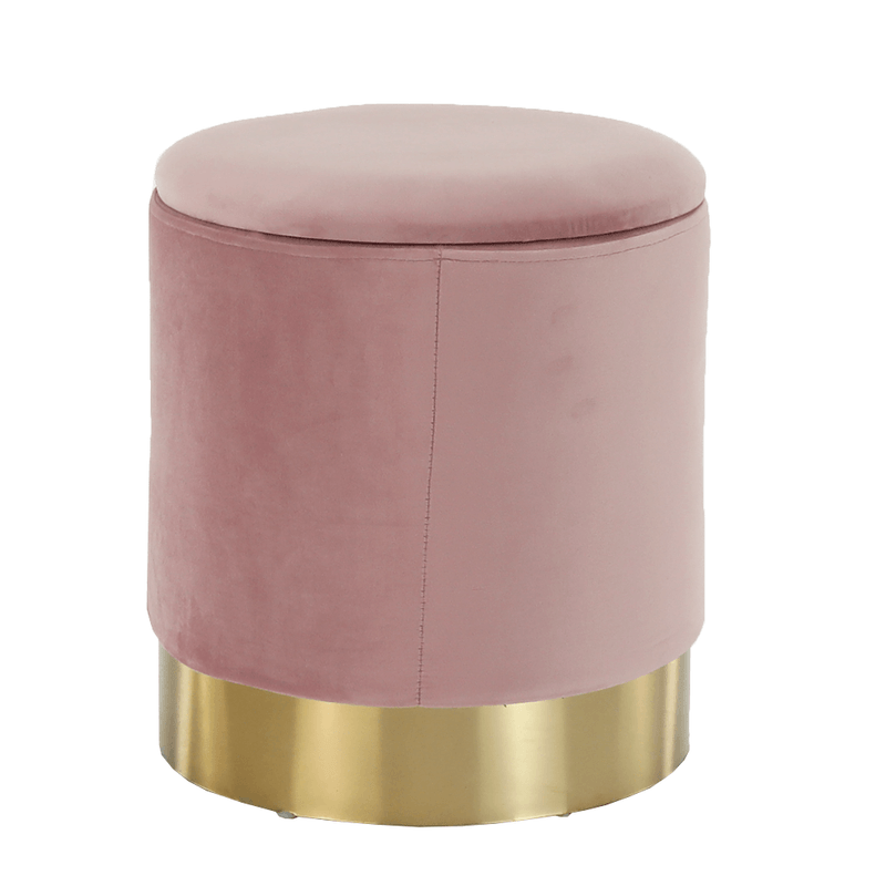 Casa si Gradina - Mobilier - Scaune si fotolii - Tabureti - Taburet, catifea Velvet roz/crom auriu, ANIZA - Infinity.ro
