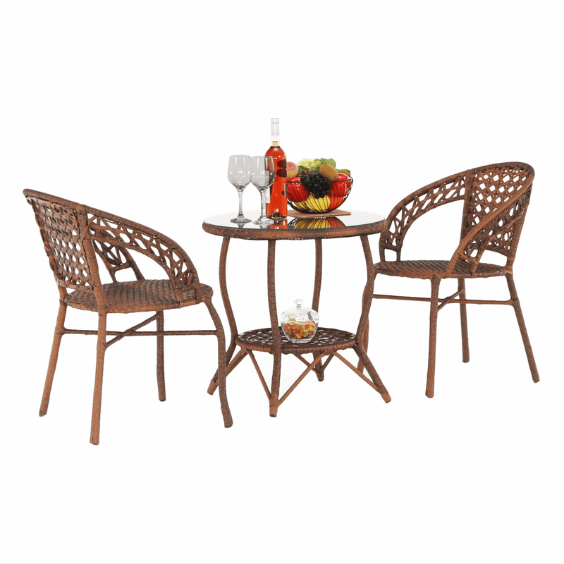 Casa si Gradina - Gradina si terasa - Mobilier exterior - Seturi mobila gradina - Set de gradina din rattan, 1+2, maro, JARUB - Infinity.ro